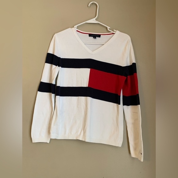 Tommy Hilfiger Sweaters - Tommy Hilfiger Light Weight sweater shirt classic flag 4th of july americana y2k